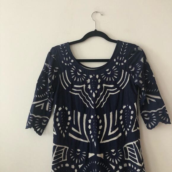 Anthropologie Kas New York Kerala Navy Cotton Shift Dress - Picture 2 of 5